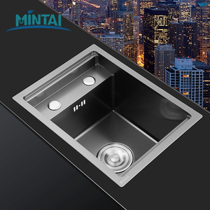 Lavello da cucina rettangolare a incasso in acciaio inox fatto a mano con due fori e cestello <span class=keywords><strong>per</strong></span> rifiuti, ideale <span class=keywords><strong>per</strong></span> isola cucina - Product Image 2