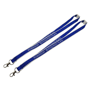 Custom Reflective Film Screen-Printed Logo Reflective <b>Lanyard</b> Corporate Employee ID Badge <b>Polyester</b> <b>Lanyard</b> with Metal Clip - Product Image 1
