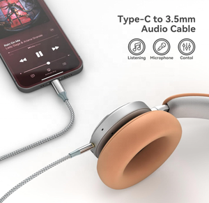 Biểu Tượng Tùy Chỉnh 1M Âm Thanh AUX Cáp Với USB Loại C & 3.5Mm Nam Cắm PVC Áo Khoác & Bện Che Chắn Cho Điện Thoại di động Cho Loa - Product Image 5