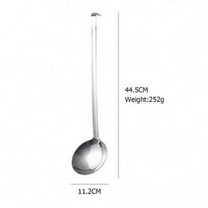Louche de cuisine en acier inoxydable 201 avec long manche pour soupe, bouillie et cuillère à soupe, outil métallique durable - Product Image 4