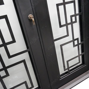 Portes d'entrée doubles en fer forgé de style français, modernes et luxueuses, avec vitres, pour villas - Product Image 2