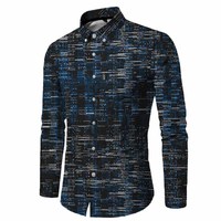 Slim Fit Modern Style Lässig Baumwolle Langarm Herren hemden Stand Popel ine Stoff Gewebte Kette Bedruckte Hemden für Herren Rund
