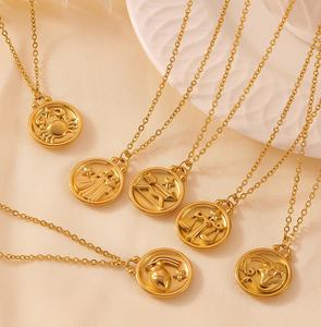 Collana con ciondolo a dodici <span class=keywords><strong>segni</strong></span> <span class=keywords><strong>zodiacali</strong></span> in acciaio inossidabile impermeabile collana con segno zodiacale gioielli per feste - Product Image 5