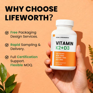 Cápsulas de Suporte Imunológico para Adultos Lifeworth Vitamina D3 K2 MK7 OEM Não Recomendado para Recém-Nascidos - Product Image 2