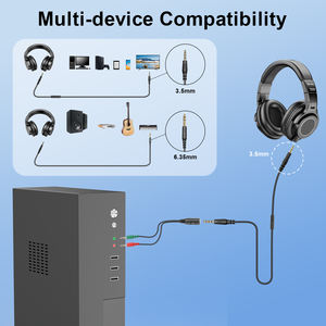 Auriculares con Cable DH81 de 3.5mm y 6.35mm, Auriculares Profesionales de Estudio para DJ, Audio, Grabación en Ordenador, Podcast y Teclado - Product Image 2