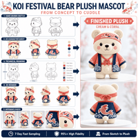 Mascotte en peluche Ours du Festival Koi, Jouet en peluche personnalisé, Animal en peluche, Fabricant OEM ODM, Fournisseur direct d'usine, Cadeau