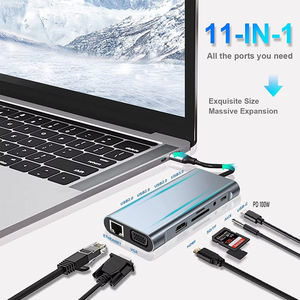 Adaptador Multipuerto Tipo <span class=keywords><strong>C</strong></span> 11 en 1, Estación de Acoplamiento 4K <span class=keywords><strong>VGA</strong></span> RJ45 Ethernet, USB 3.0, Carga PD, Lector de Tarjetas SD y TF para Laptop - Product Image 3