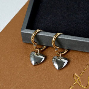 Boucles d'oreilles pendantes romantiques en acier inoxydable plaqué or PVD 14k 18k, bijoux de mode en forme de cœur pour femmes - Product Image 1