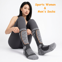 Chaussettes de sport montantes personnalisées pour femmes et hommes, en coton, rembourrées, anti-transpiration, pour le ski, la course et l'athlétisme