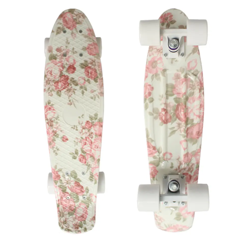 Mini cruiser de plástico para skate, placa de skate retro de 22 ", placa floral para galaxy, penny board, gráfico de meninas e meninos