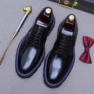 High Quality Breathable Lace-up Men's Office Career Shoes <b>Pointed</b> <b>Light</b> Weight Anti-Slip Thick Soled Black Leather Lazy Loafers - Product Image 4