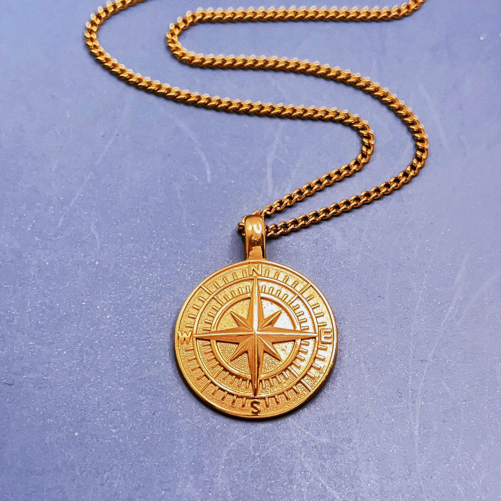 Vintage Hot North Star Compass Necklace For Men Chain Stainless Steel Travel Compass Pendants Male Jewelry Tarnish Free