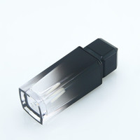 Tube de brillant à lèvres carré transparent noir dégradé de 8 ml avec logo personnalisé, en plastique, sérigraphié, tubes vides pour gloss à lèvres