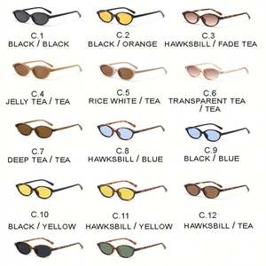 Lunettes de soleil œil-de-chat ovales noires en plastique avec logo personnalisé, protection UV400, pour femme, collection 2025 - Product Image 5