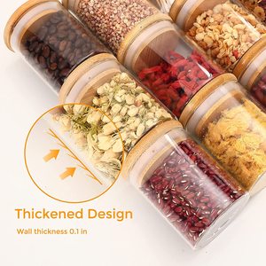 Vendita all'ingrosso Logo personalizzato cucina 12 pezzi vetro borosilicato spezie barattoli di stoccaggio con coperchio di bambù - Product Image 5