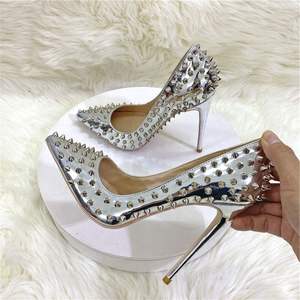 Sandalias De Damas De gran tamaño, zapatos de punta estrecha, tachonados <span class=keywords><strong>sandalia</strong></span> con remaches, nueva moda para mujer, tacones altos de lujo - Product Image 5