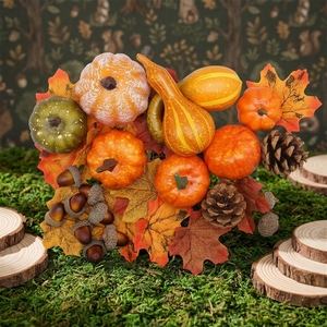 Juego de Calabazas Artificiales Realistas, Calabazas de Espuma para Decoración de Mesa de Otoño, Acción de Gracias, Halloween, Estilo Rústico - Product Image 3