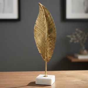 Modern Aluminum High Leaf Sculpture Gold Plated Handmade Eco-Friendly Durable Artistic Tabletop Decor for Living Room Home - Product Image 3