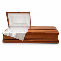 Ataúd de Estilo Americano de Lujo con Tapa Dividida de Madera, de Alta Calidad, Directo de Fábrica Qianrui, para Funerarias