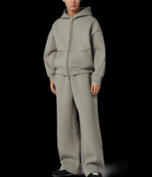 Ensemble de survêtement décontracté pour homme, coupe ample, avec sweat à capuche et pantalon, en tissu épais de qualité supérieure, avec couche d'air rembourrée de mousse, personnalisable et vierge