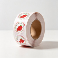 Rouleau d'autocollants ronds « Merci » à la fraise – Étiquettes adorables pour sceller les cadeaux de fête, les gobelets et les boîtes de pâtisserie