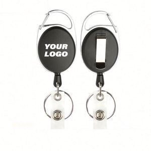 Wholesale Retractable Carabiner Badge Reel Ellipse ID Card Badge Holder Keychain - Product Image 1