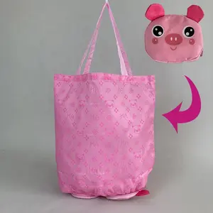 Bolsas de compras plegables Animales Grandes Rpet Reciclaje Ecológico Reutilizable Cremallera Bolsa de mano Bolsa plegable de poliéster