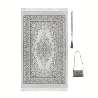 Tapis de prière portable léger en polyester, pliable, tapis islamique de poche avec sac de transport pour les voyages musulmans et l'utilisation en extérieur