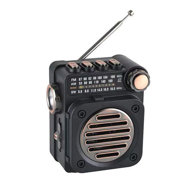 Promotional Creative Retro Mini Pocket FM AM SW Radios Receiver Speaker Wireless BT 5.0 Music Player With LED Flashlight