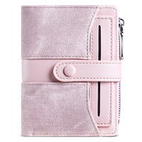 Dompet PU Wanita Baru Model Pendek Warna Kombinasi Fashionable Multi-Kartu Kancing Tekan Serbaguna Sederhana Tempat Uang Koin