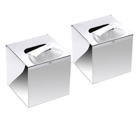 Couvercle de boîte à mouchoirs en acier inoxydable avec miroir personnalisé Récipient pour lingettes humides Organisateur de mouchoirs en papier Boîte à serviettes jetables pour le visage