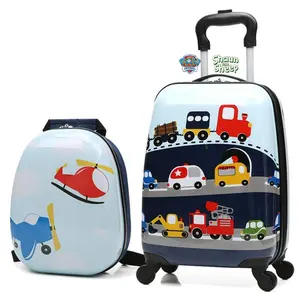 2PC kids abs trolley carry on spinner luggage set children suitcase for boys and girls