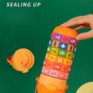 Bouteille d'eau pour enfants avec motifs de chiffres et de symboles mathématiques, 14 oz, éducative / apprentissage ludique, puzzle, thermos en acier inoxydable isolé - Product Image 5