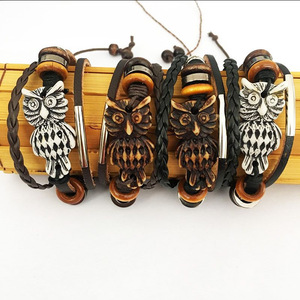 Tùy chỉnh handmade Nâu <span class=keywords><strong>OX</strong></span> xương răng gai da Vòng đeo tay cho nam giới - Product Image 6