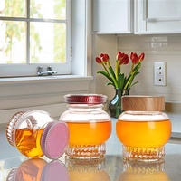 Pot de miel en verre en stock Cadeau de mariage de haute qualité Pot de confiture en verre créatif avec couvercle Récipient hermétique