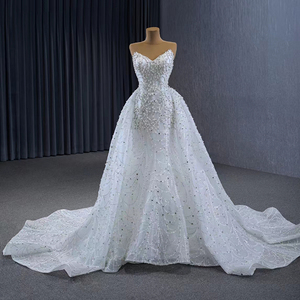 Vestido <span class=keywords><strong>de</strong></span> <span class=keywords><strong>Novia</strong></span> <span class=keywords><strong>de</strong></span> <span class=keywords><strong>Alta</strong></span> <span class=keywords><strong>Costura</strong></span> <span class=keywords><strong>de</strong></span> Lujo con Perlas, Sobrefalda Desmontable y Corte Sirena, Escote en V, Elegante Traje Nupcial Rsm231125 - Product Image 1