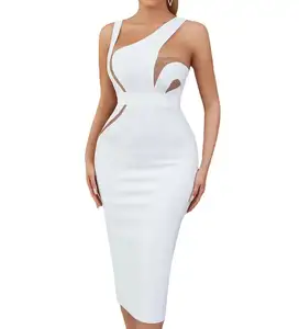 S-XL European and American Fashion Bandage Women's Dress with Hanging Straps and Mesh Slim Fit slip Dress