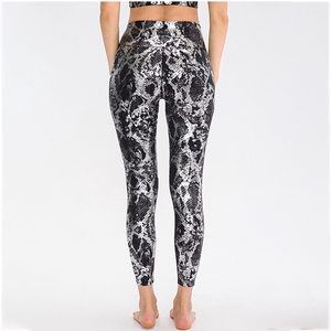 SHINBENE <strong>METALLIC</strong> SNAKE PRINT Stretchy Exercise Yoga Pants Women High Rise Sports Fitness <strong>Leggings</strong> - Product Image 3