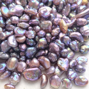 Perles Keshi Baroque d'Eau Douce Sans Noyau, Blanc Rose Violet, Forme Irrégulière, Nacre Solide, Vendues au Poids, Taille au Choix - Product Image 5