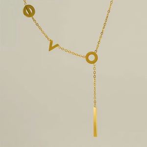 Collar Asimétrico con Letras de Acero Inoxidable 18K para Mujer, Acero de Titanio con Baño de Oro, Joyería Moderna y a la Moda para Regalos - Product Image 1