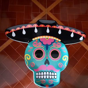 Plato de Melamina con Diseño de Calavera Mexicana para el Día de Muertos, Cinco de Mayo, de 15 Pulgadas, para Tacos, Nachos y Salsas - Product Image 3