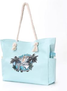 Bolsa de Playa de Lona de Moda, Amplia y con Cierre de Cremallera, Ideal para la Playa y la Piscina, Disponible para la Venta - Product Image 4