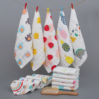 Six-layer Pure Cotton Square High-Density Printed Cartoon Infant Toddler Face & Hand Towel Plain Weave Multi-size Model 108