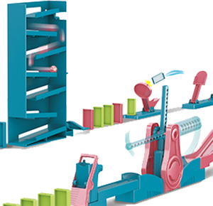 Nouvelle arrivée bricolage suivi dominos jeu jouets briques de construction balles roulantes dominos blocs jouet éducatif