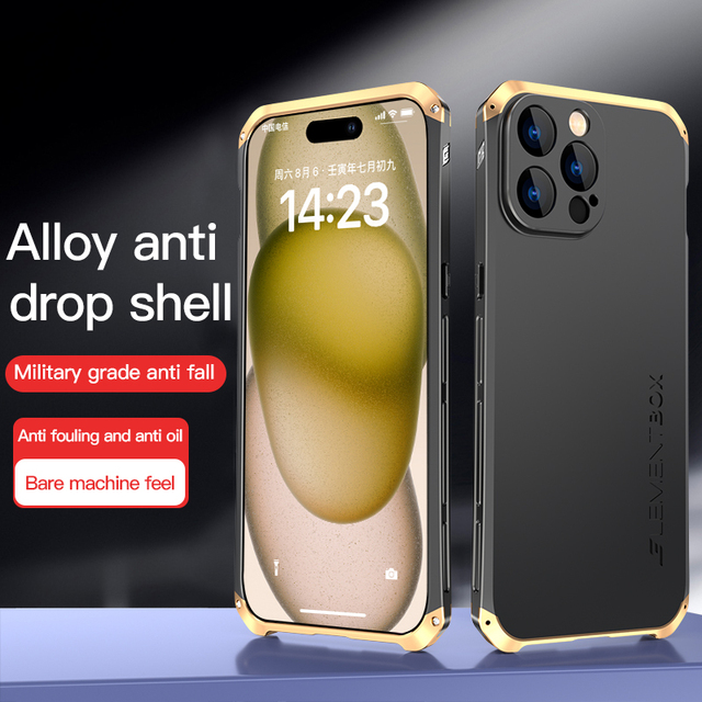Wholesales Armor Design PC+Alloy Metal Phone Case with 360 Protection for 12/13 Mini/14/15/16 Pro Max Mobile Cover