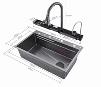 Robinet de cuisine multifonctionnel en acier inoxydable 304 avec thermostat et cascade