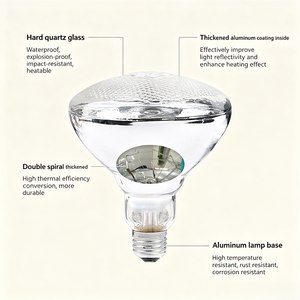 <span class=keywords><strong>Lampe</strong></span> <span class=keywords><strong>chauffante</strong></span> infrarouge pour porcelets, émetteur de chaleur à filament épais, spot chauffant infrarouge, ampoules chauffantes pour élevage de volailles et couveuses - Product Image 4