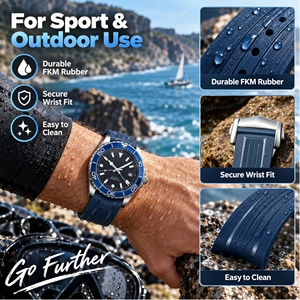 Correas de reloj de goma FKM de extremo curvo, correa de reloj de 20mm para correa de reloj <span class=keywords><strong>Omega</strong></span> <span class=keywords><strong>Seamaster</strong></span> 300 - Product Image 2