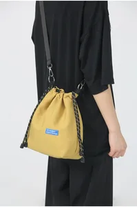 Bolsos de lona de estilo coreano, bolso escolar de viaje para estudiantes, bolsos de hombro con cordón duraderos para mujeres