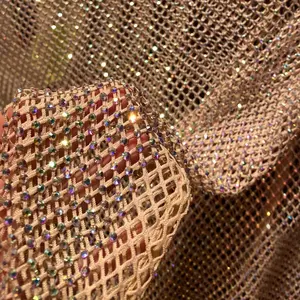 Maglia di maglia di tessuto di pesce con strass nude taglia personalizzata ss 10 2 mm maglia di strass di cristallo brillante per accessorio di abbigliamento